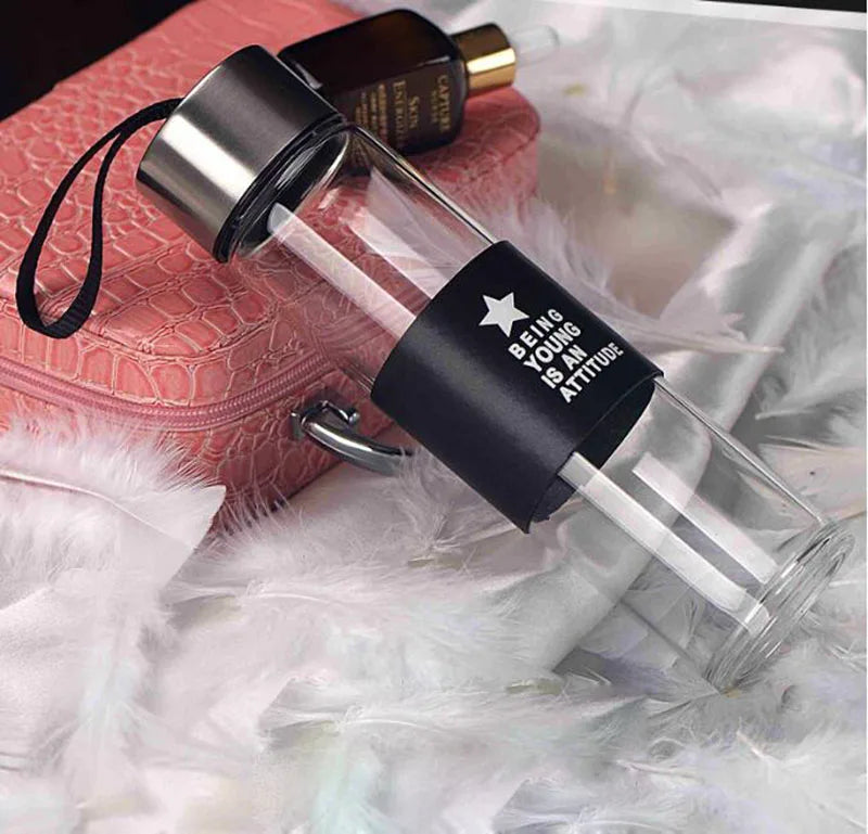 High Quality Glass Water  Bottles 500ml  Lid With Rope Drink Bottled For Beverages Outdoor Brief Portable Tea bottle