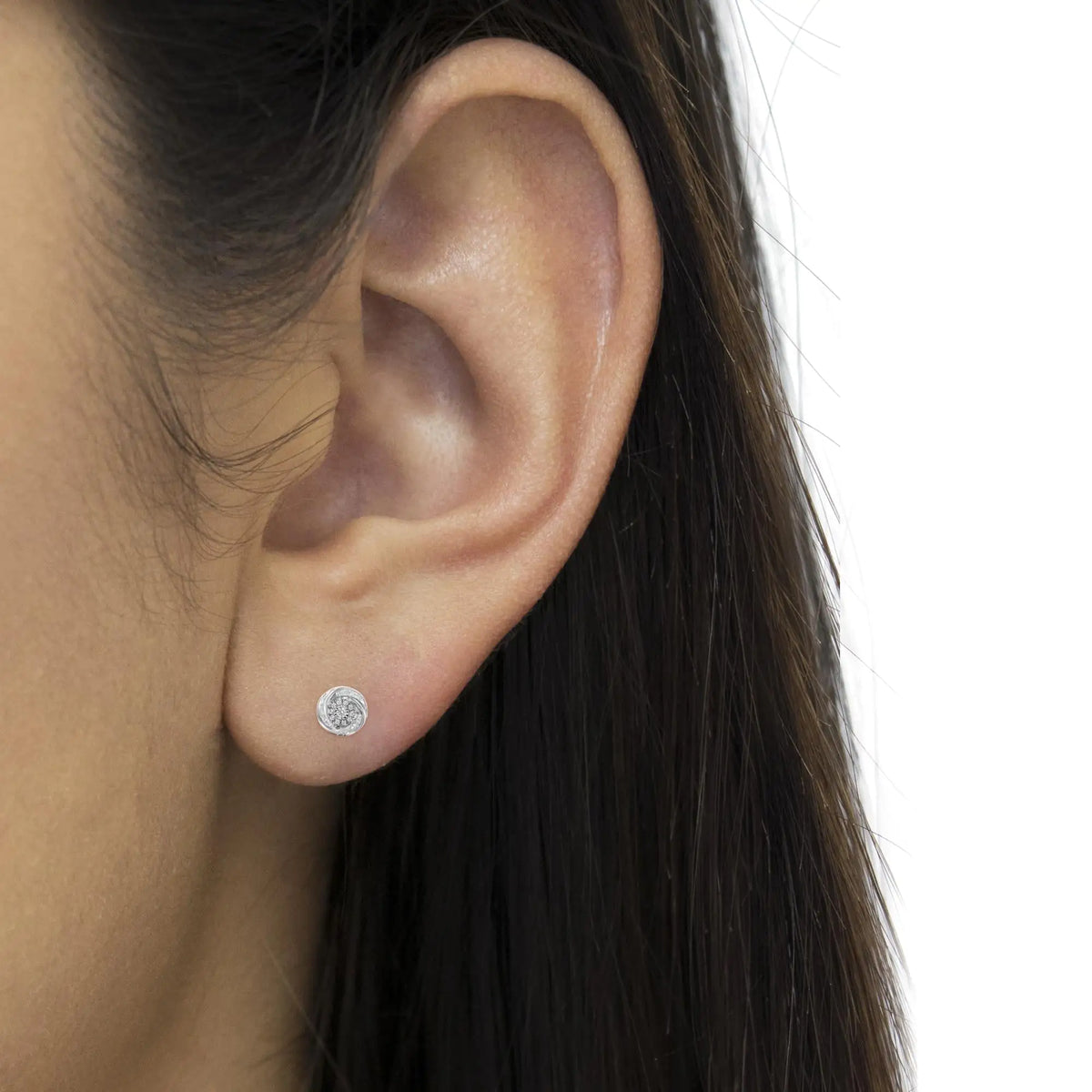 Aros con forma de nudo de amor con diamantes de talla baguette y redondos de 3/4 quilates en plata de ley 925 (color IJ, claridad I2-I3)