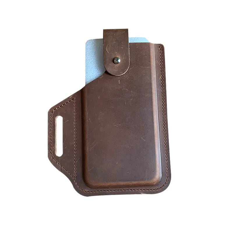 Genuine Leather Phone Pouch Case for  6-7.5 Inch  Cellphone Loop Holster Case Belt Waist Bag Phone Wallet Anti-theft