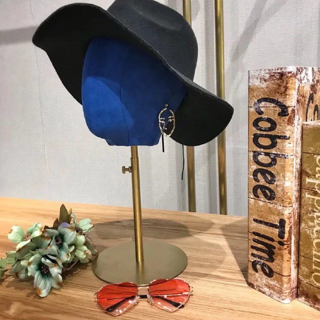 Premium 21'' Suede Cork Block Mannequin Head Wigs Display Stand Hat Glasses Cosmetology Model with Detachable Stand