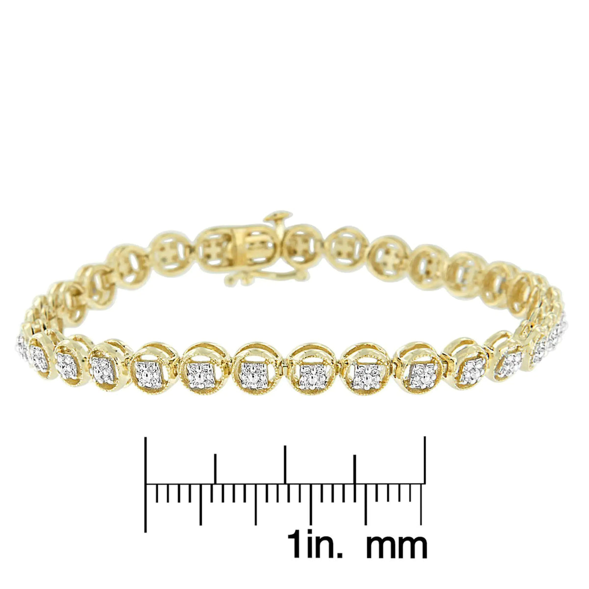Pulsera de tenis con eslabones en forma de rueda de 7" y diamantes de 1/4 ct en plata esterlina 925 (color IJ, claridad I2-I3)