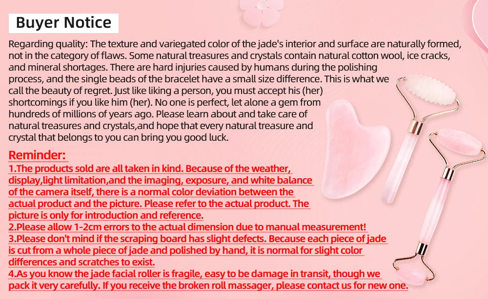 Rose Quartz Face Massager Gua Sha Scraper Natural Jade Stone Skin Care Massager for Body Facial Neck Back Beauty Health Eye SPA
