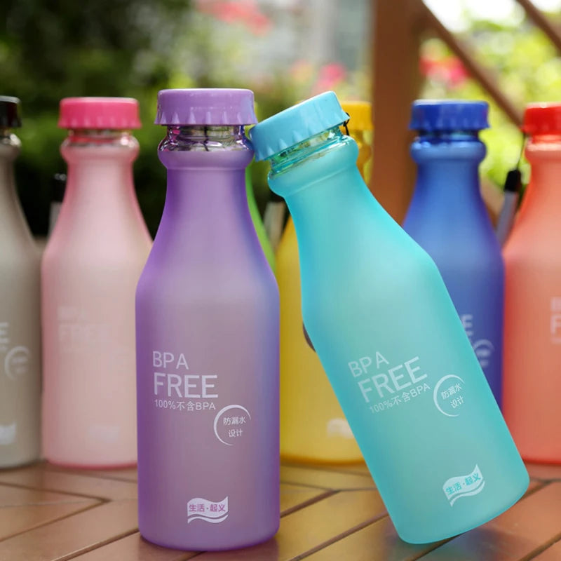 550ML Candy-Colored Drinkware Leak-proof Plastic Portable Non-breakable Soda Bottle Sealed Water Cup Beverage Water Bottle