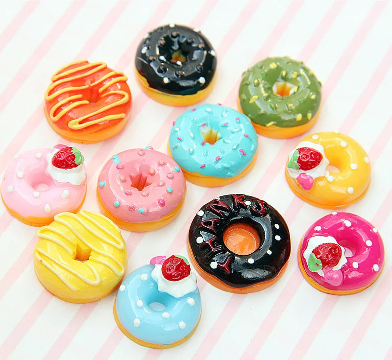 10Pcs/Set Cute Mini Candy Donut Doll Food Pretend Play Dollhouse Accessories Miniature Home Craft Decor Cake Kids Kitchen Toys