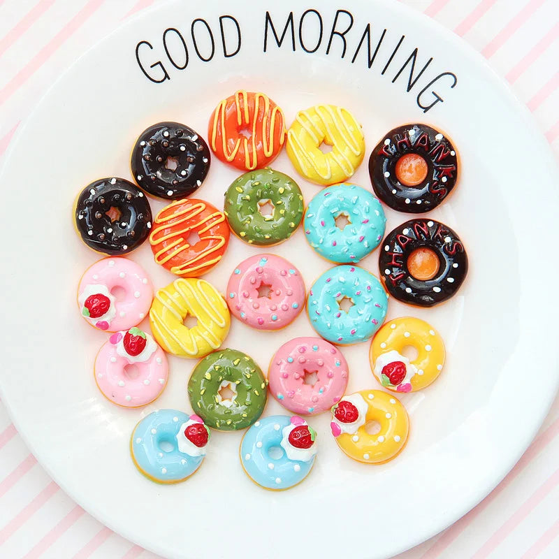 10Pcs/Set Cute Mini Candy Donut Doll Food Pretend Play Dollhouse Accessories Miniature Home Craft Decor Cake Kids Kitchen Toys