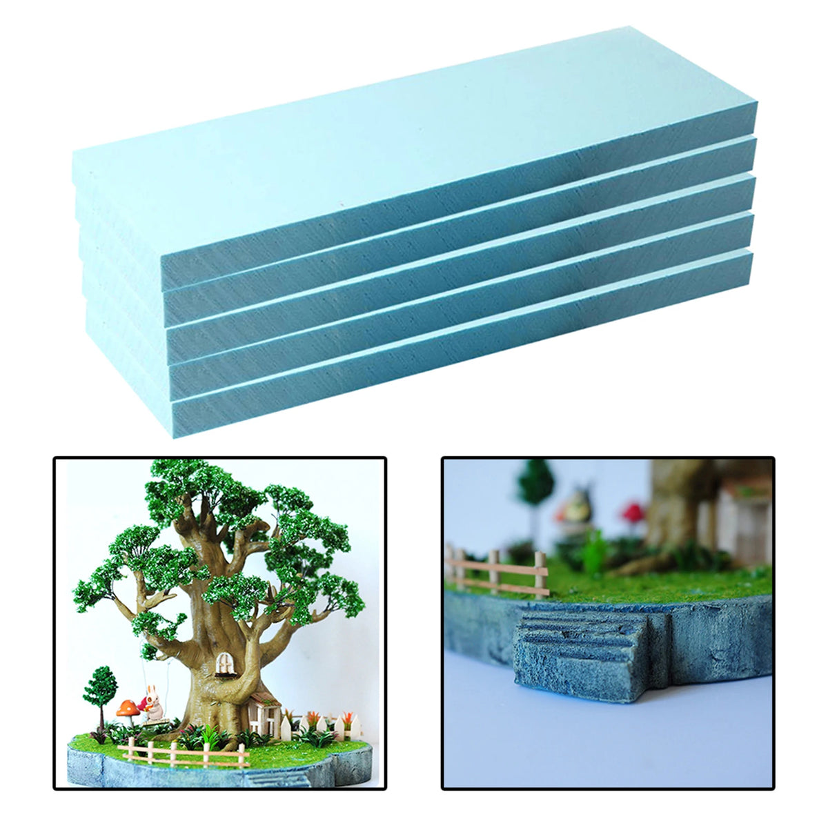 5 Pieces Blue Foam Board Sheet Crafts Model Diorama Base Building Kit 295x100x30mm