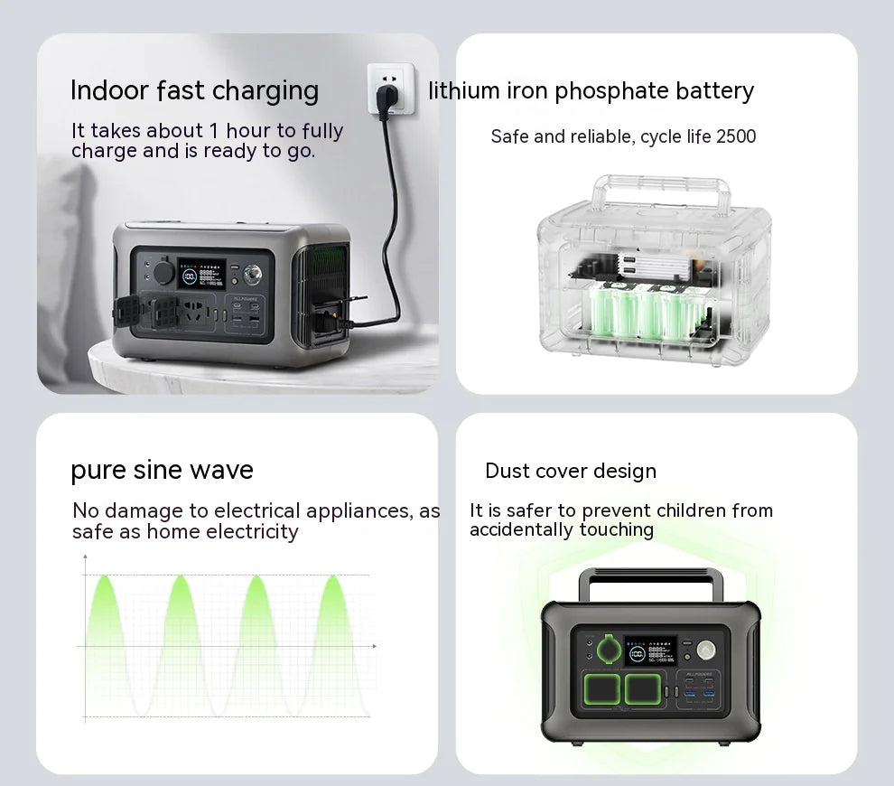 Estación de energía portátil ALLPOWERS R600: 299 Wh, 600 W, opción solar