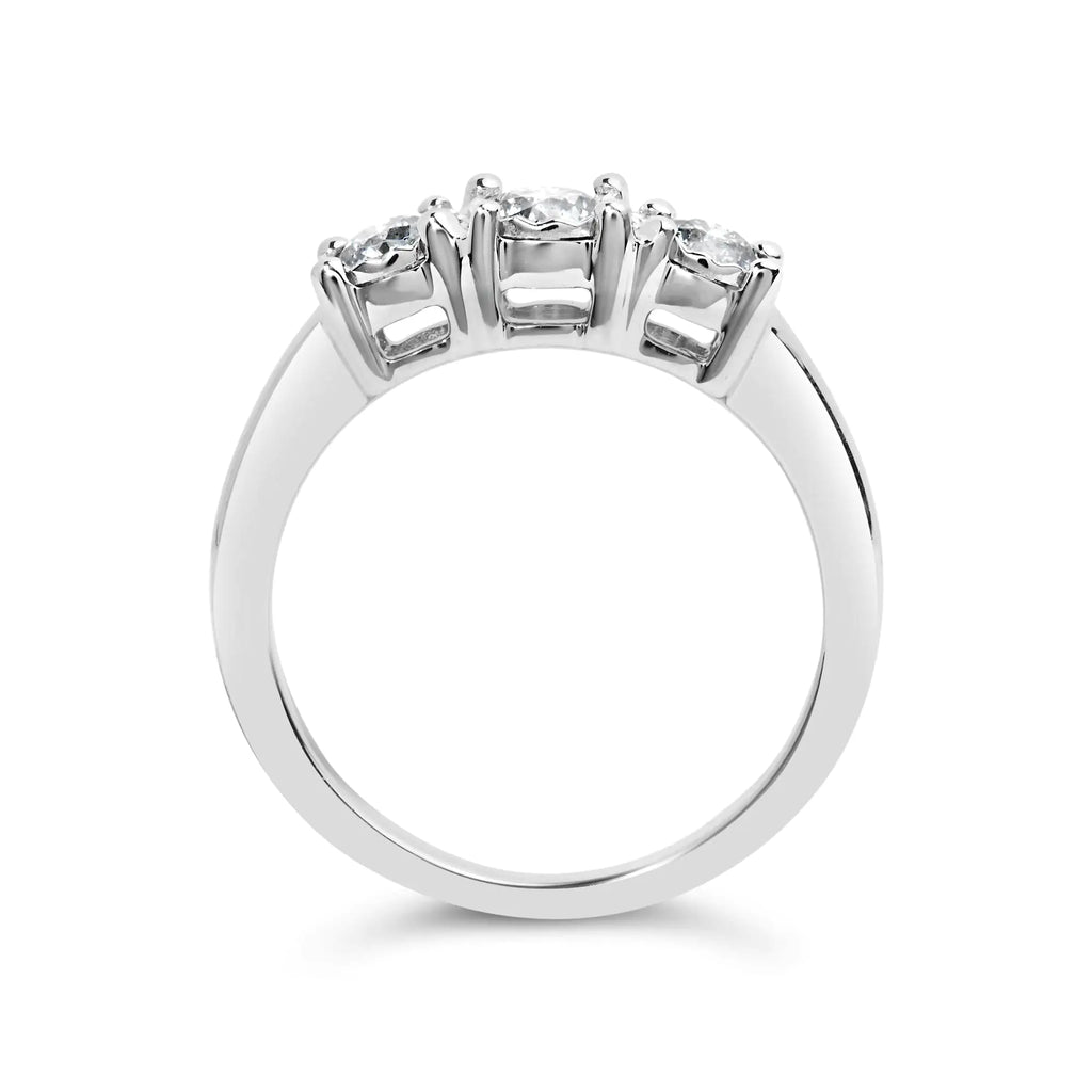 Anillo de plata de ley 925 con placa de ilusión de tres piedras con diamantes redondos engastados Miracle de 1/2 ct (color IJ, claridad I2-I3)