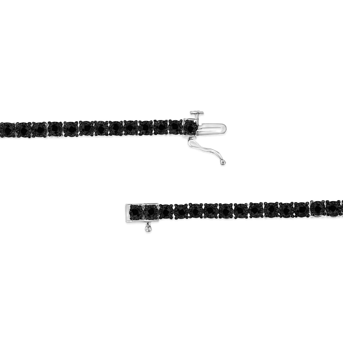 Pulsera de tenis con placa milagrosa de diamantes negros tratados con engaste milagroso de 3,0 ct en plata esterlina 925 (color negro, claridad I3) - 7,25"