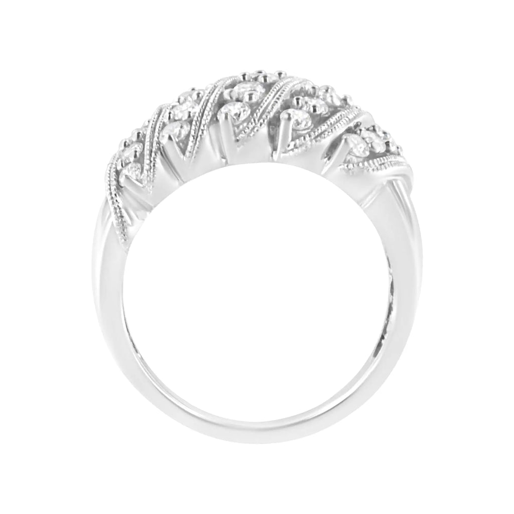 .925 Sterling Silver 1 cttw Lab Grown Diamond Cluster Band Ring (F-G Color, VS2-SI1 Clarity)