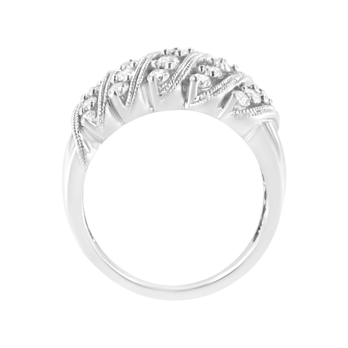 .925 Sterling Silver 1 cttw Lab Grown Diamond Cluster Band Ring (F-G Color, VS2-SI1 Clarity)