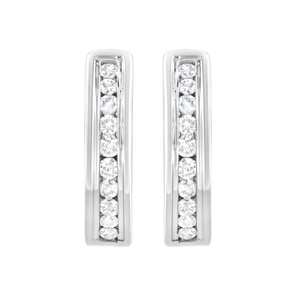 Aros tipo aro con diamantes cultivados en laboratorio de 1/4 ct en plata esterlina 925 (color FG, claridad VS2-SI1)