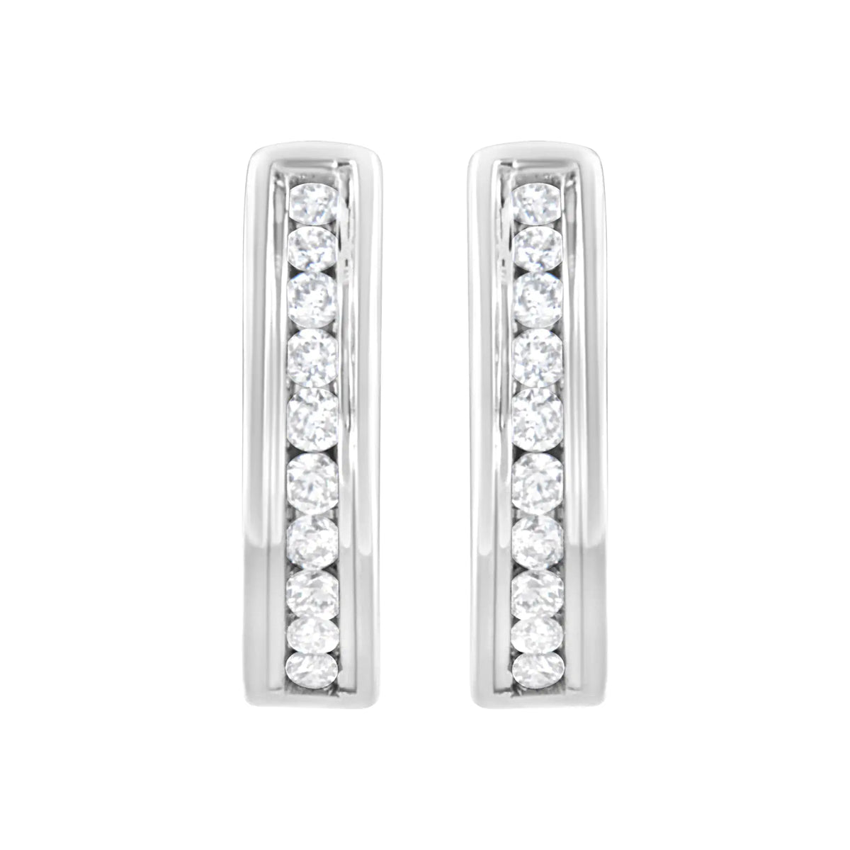 Aros tipo aro con diamantes cultivados en laboratorio de 1/4 ct en plata esterlina 925 (color FG, claridad VS2-SI1)