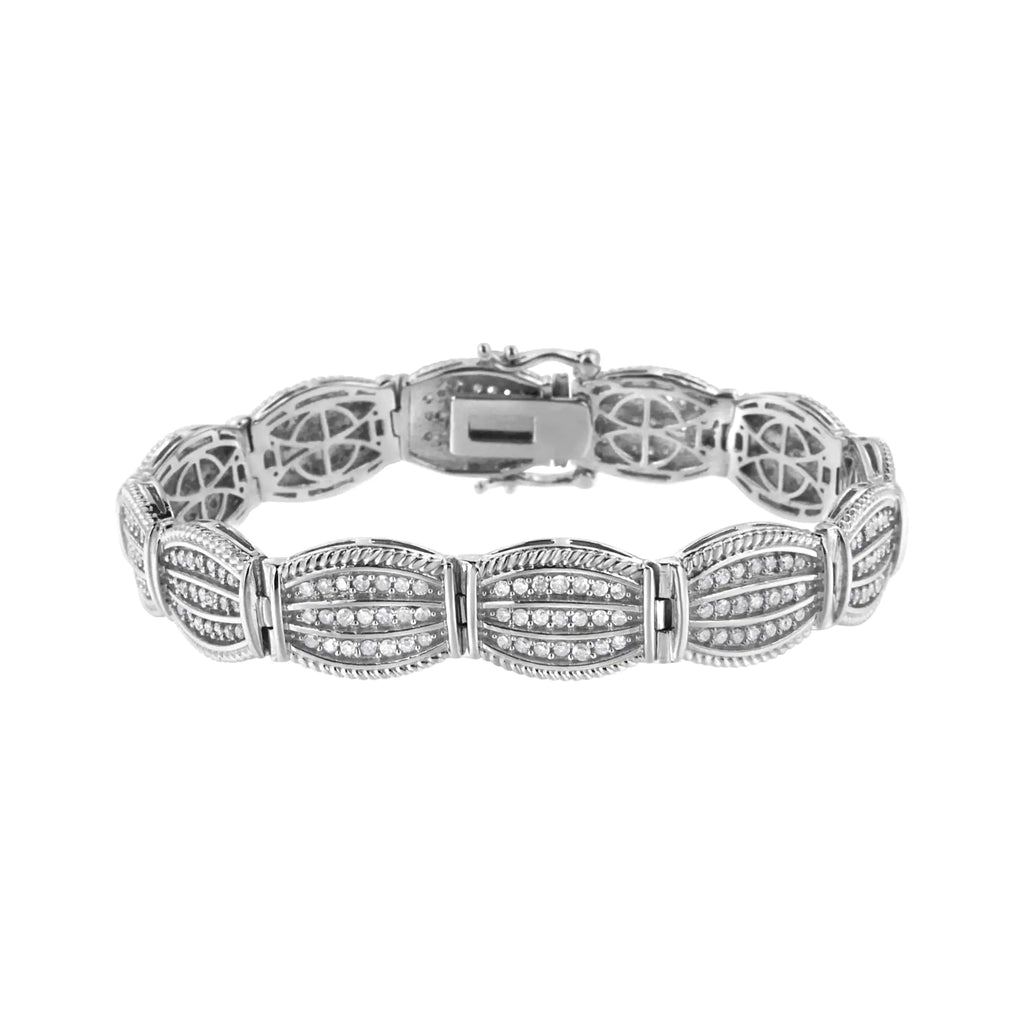 Pulsera de tenis estilo art déco con diamantes engastados en garras de 3,0 ct en plata esterlina 925 (color IJ, claridad I2-I3) - 7,25"