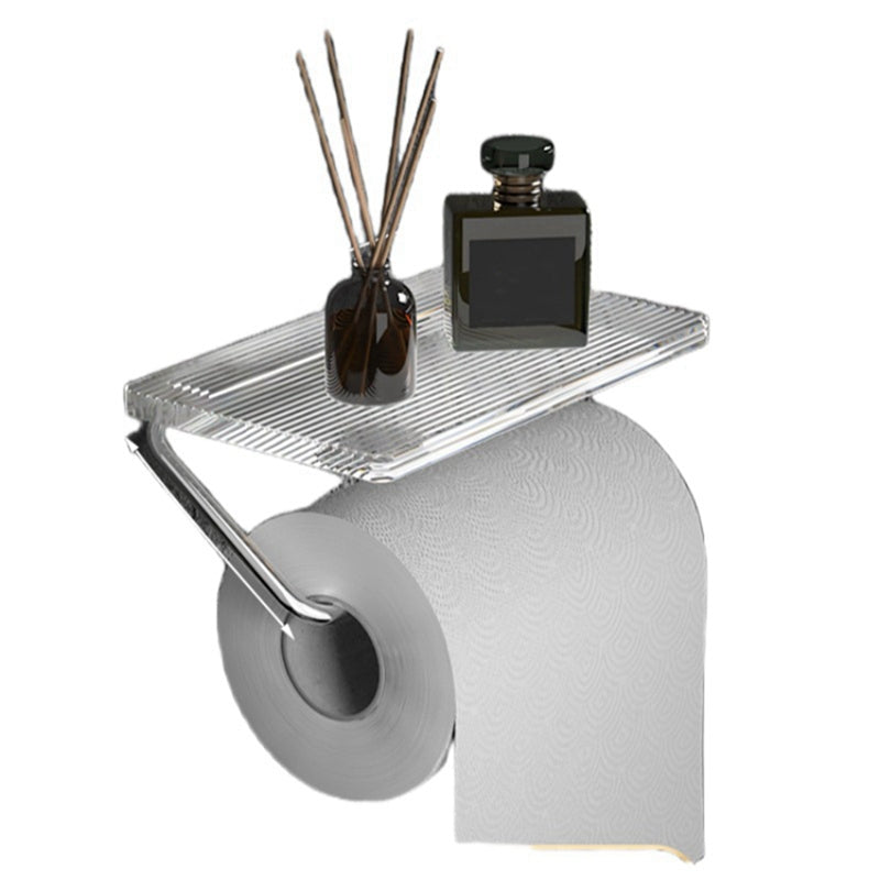 Toilet Paper Holder Wall Mounted Tissue Holder No-Punch Roll Holder Bathroom Accessories Silver
