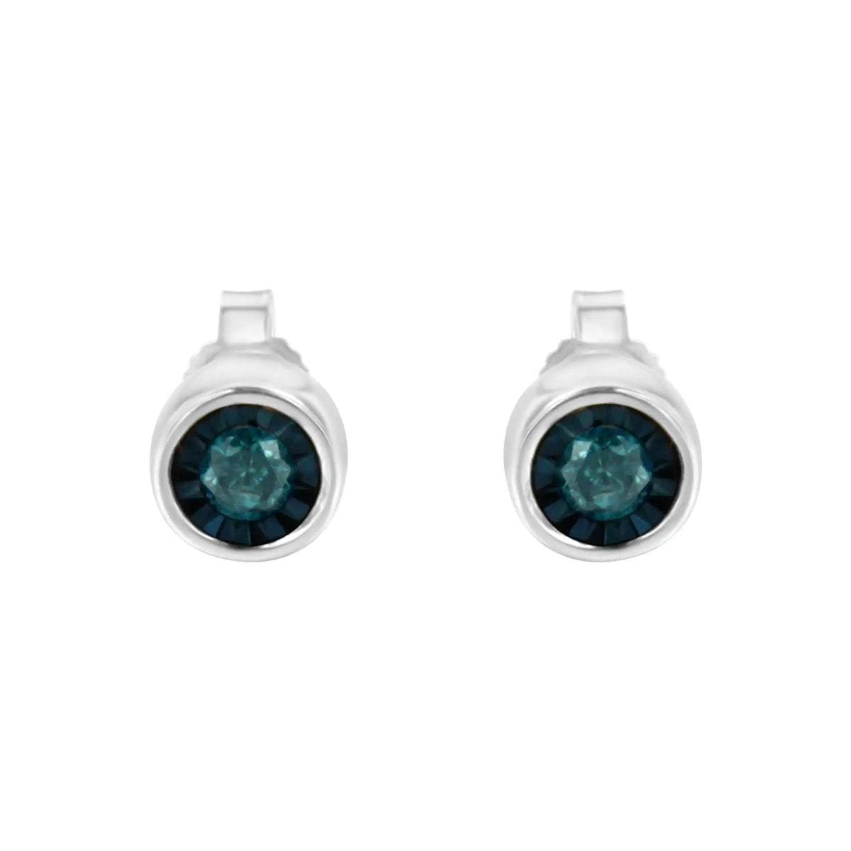 Aros con diamantes azules de talla brillante de 1/5 ct engastados en forma de milagro en plata de ley 925 (color elegante, claridad I2-I3)
