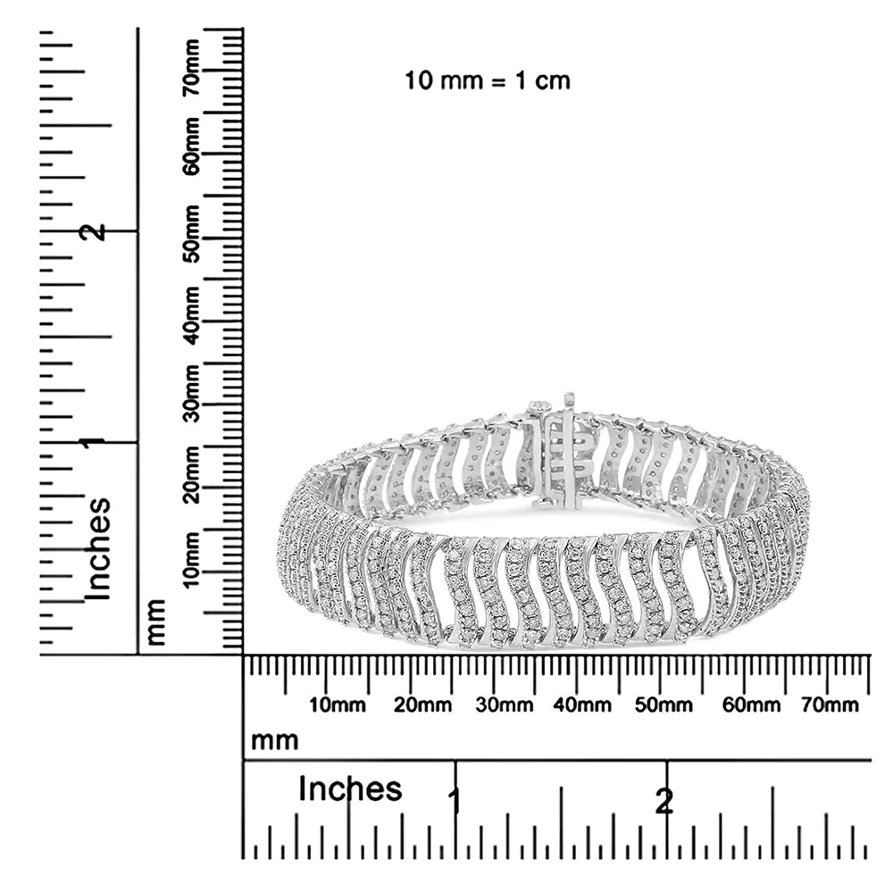 Bracelet à maillons en forme de « S » en argent sterling 925 avec diamants taille ronde de 5,00 ct (couleur IJ, pureté I3) - Taille 7,25