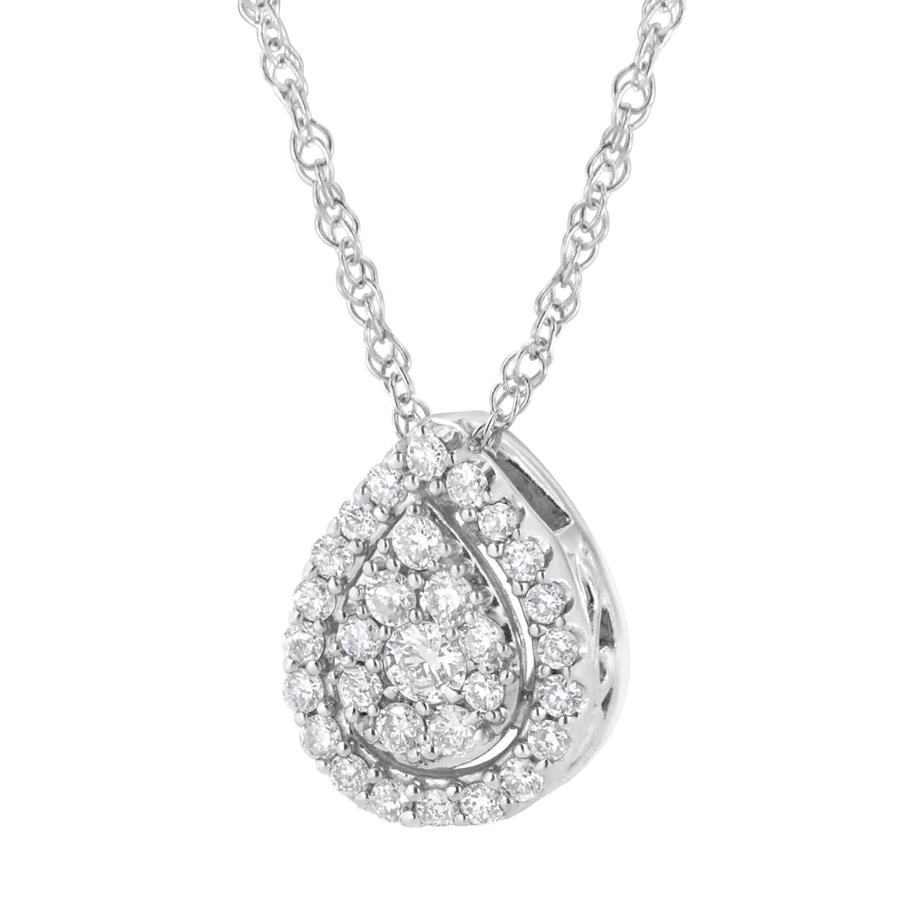 Collier avec pendentif en forme de goutte en argent sterling 925 avec diamants cultivés en laboratoire de 3/8 ct (couleur FG, clarté VS2-SI1)