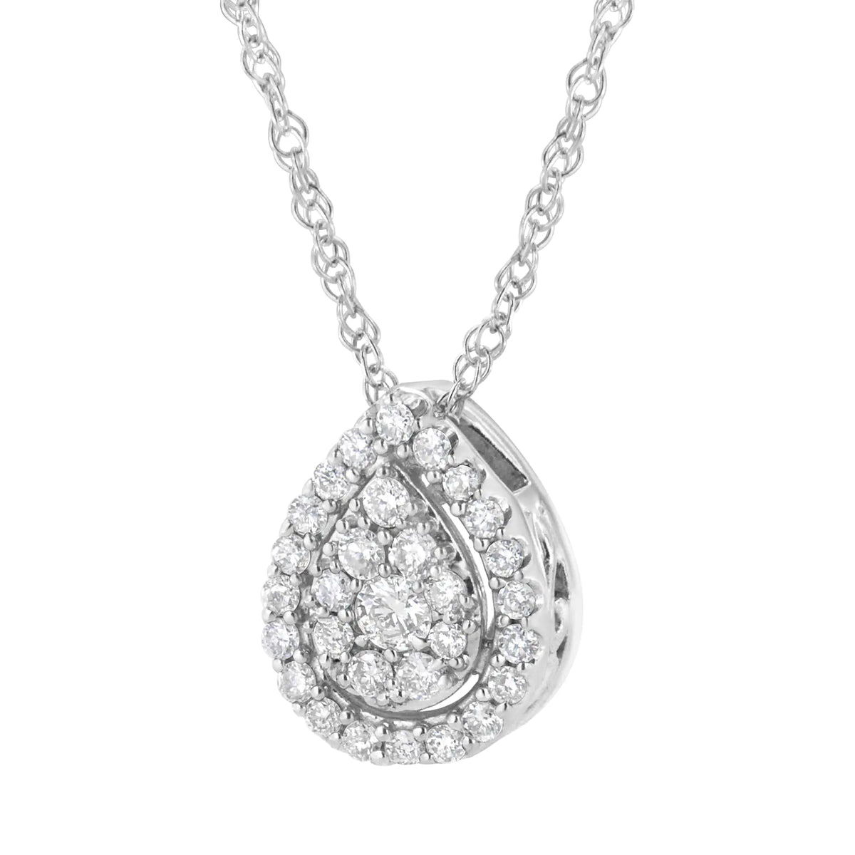 Collar con colgante de gota de diamante cultivado en laboratorio de 3/8 ct en plata esterlina 925 (color FG, claridad VS2-SI1)