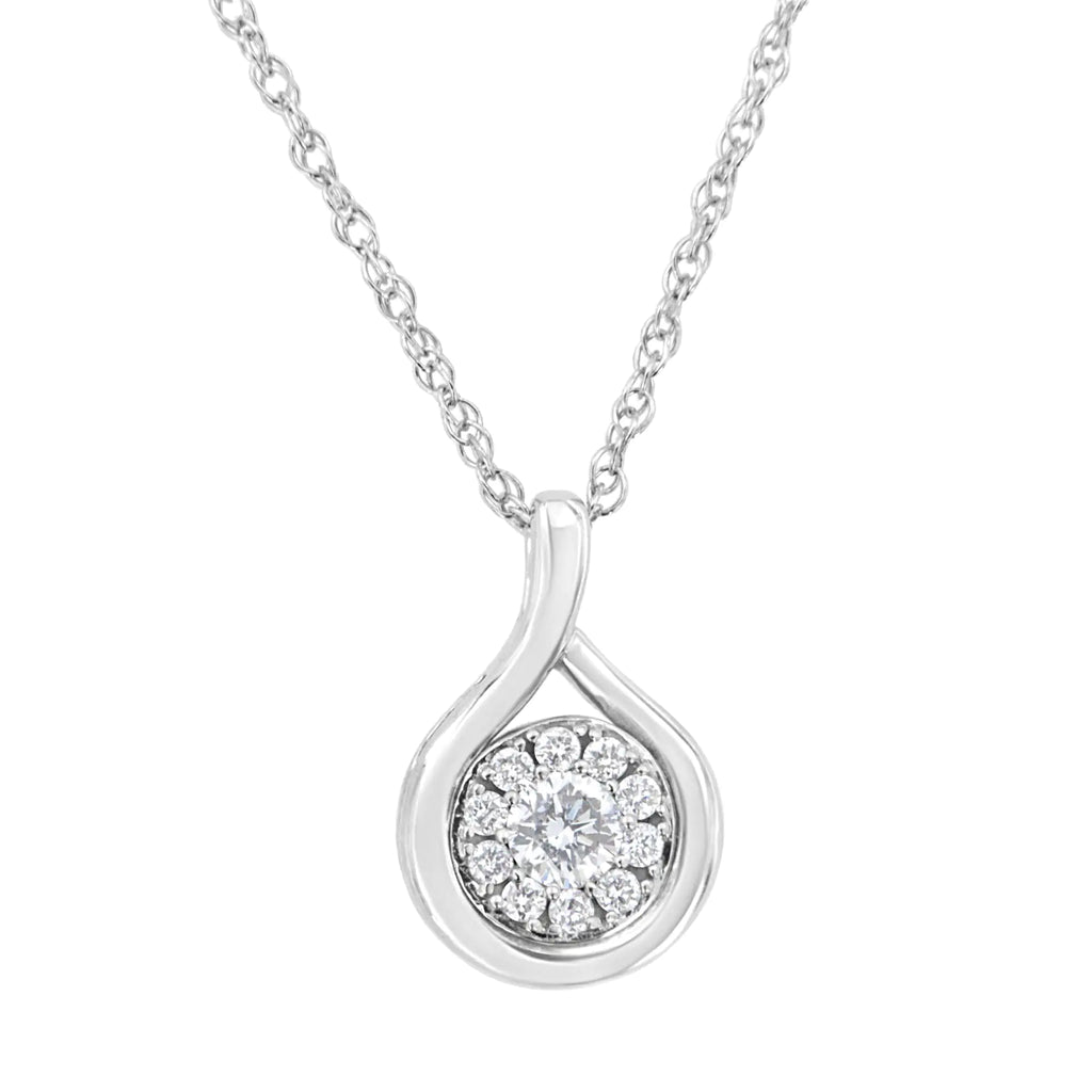 Collier avec pendentif en forme de goutte en argent sterling 925 avec diamant cultivé en laboratoire de 1/4 ct (couleur FG, clarté VS2-SI1)