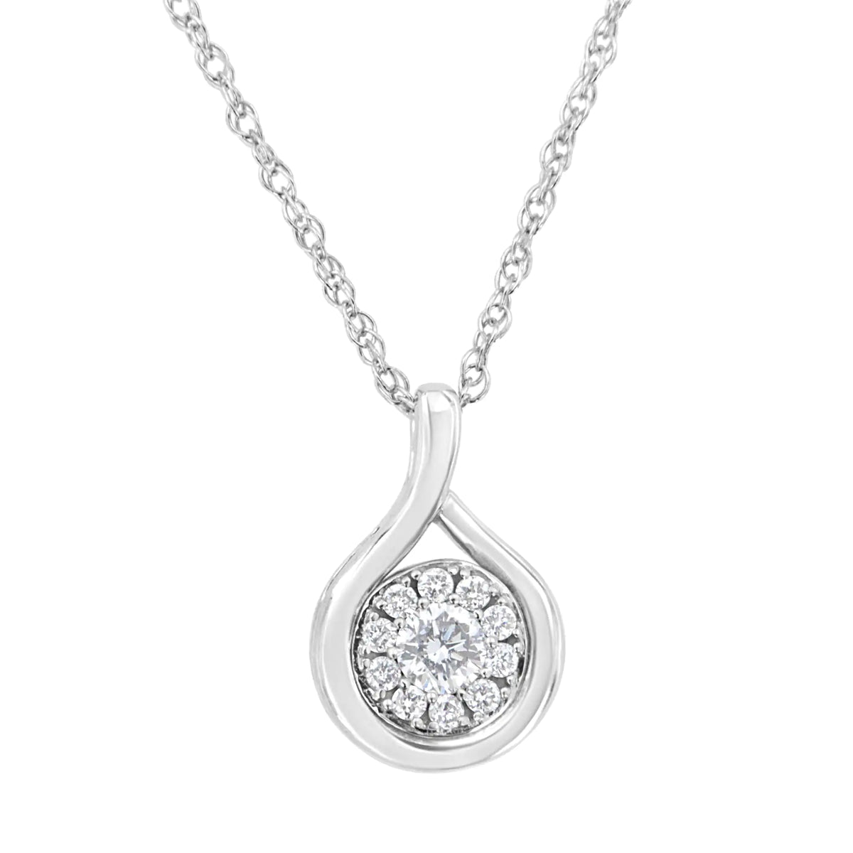 Collar con colgante de gota de diamante cultivado en laboratorio de 1/4 ct en plata esterlina 925 (color FG, claridad VS2-SI1)