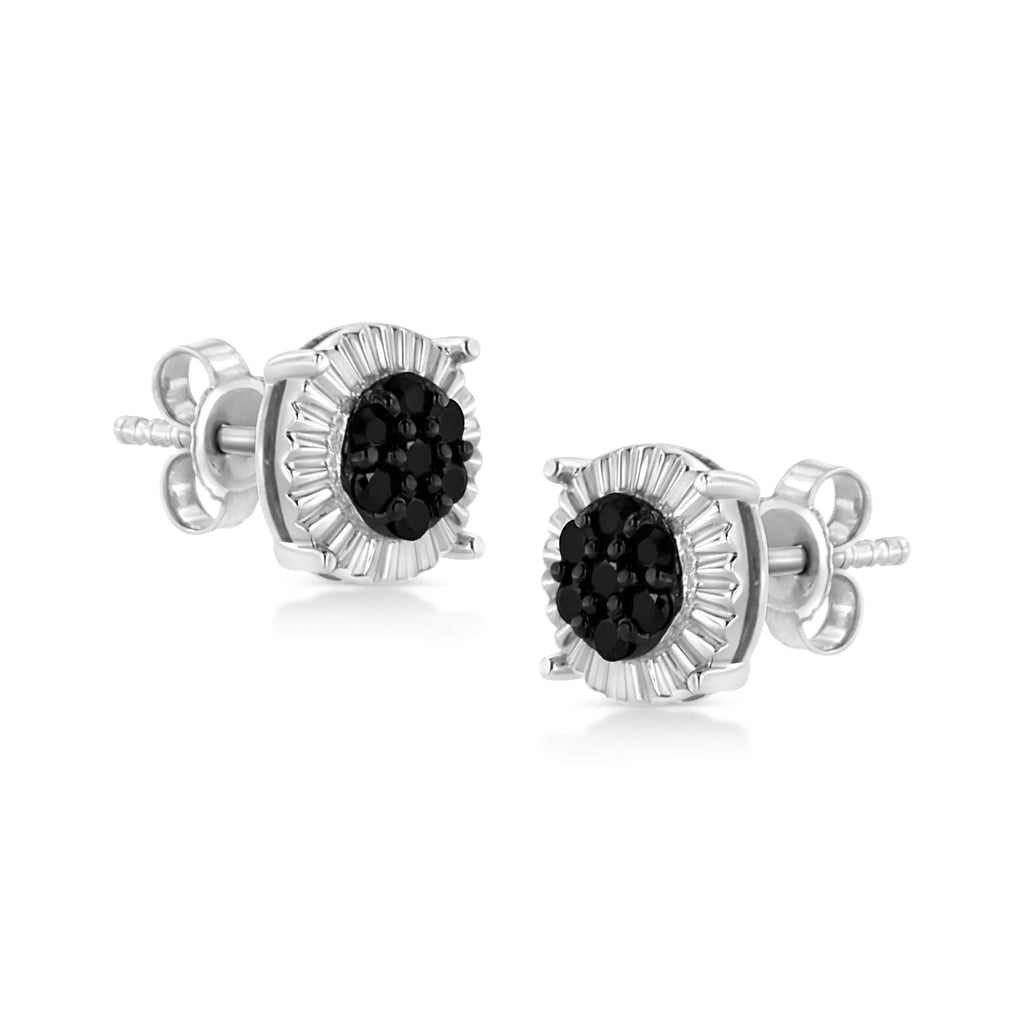 Pendientes de flor con diamantes tratados de 1/4 ct en plata de ley 925