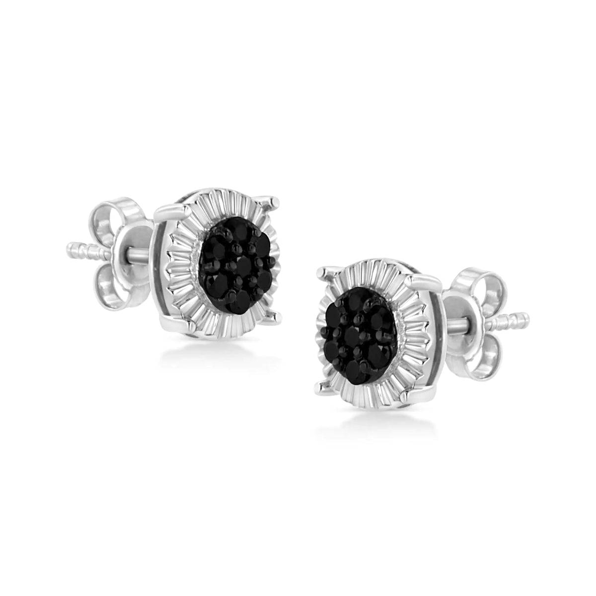Pendientes de flor con diamantes tratados de 1/4 ct en plata de ley 925
