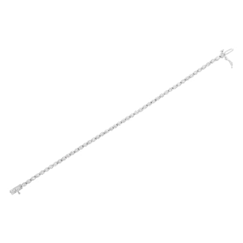 Pulsera de eslabones de diamantes de talla redonda engastados en bisel de 1,0 ct en plata esterlina 925 (color IJ, claridad I3) - 7,25"