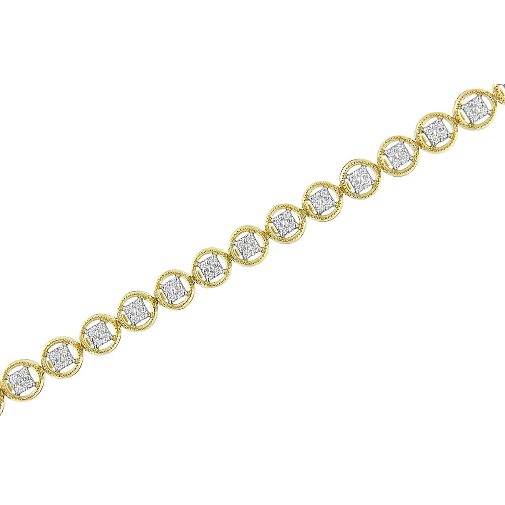 Pulsera de tenis con eslabones en forma de rueda de 7" y diamantes de 1/4 ct en plata esterlina 925 (color IJ, claridad I2-I3)