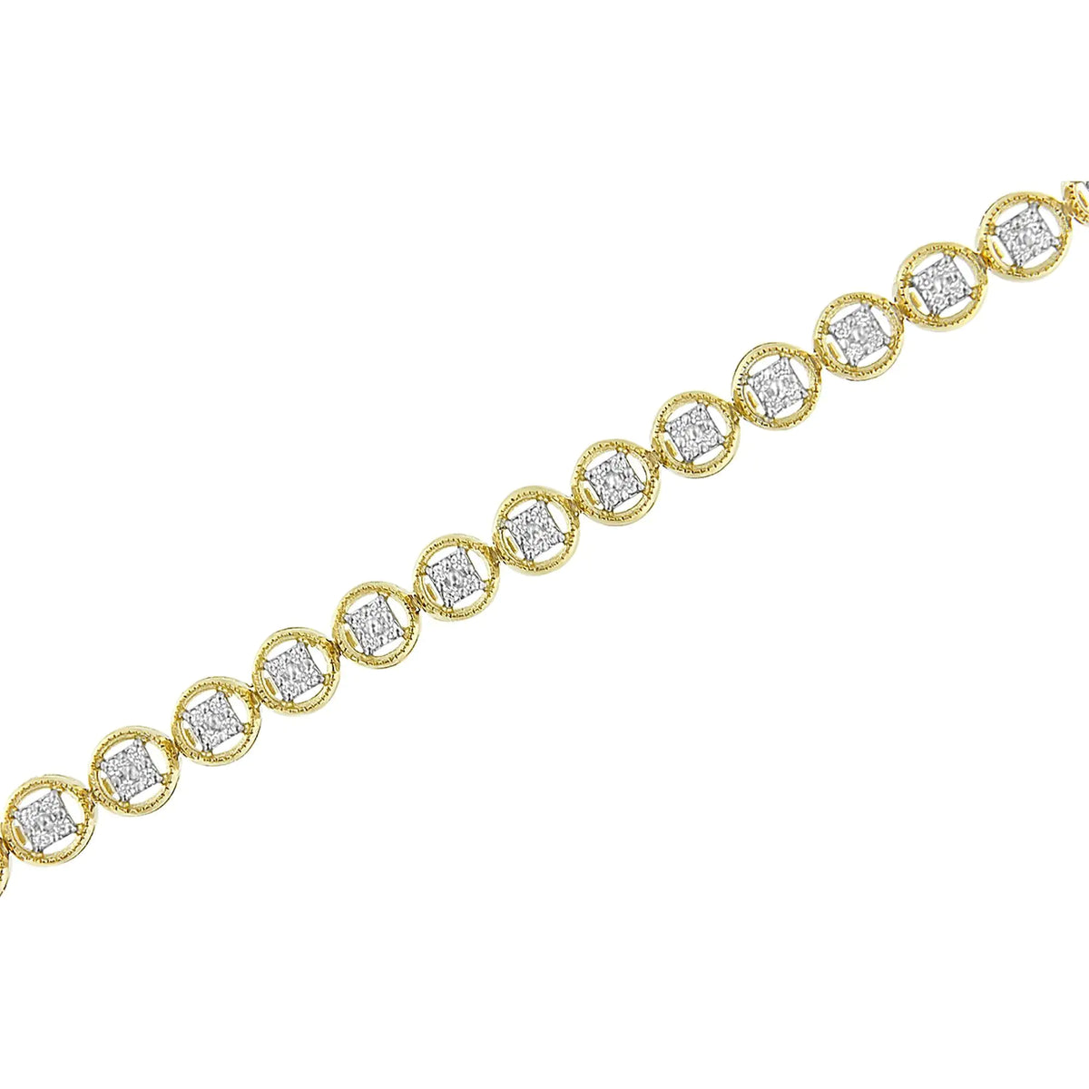 Pulsera de tenis con eslabones en forma de rueda de 7" y diamantes de 1/4 ct en plata esterlina 925 (color IJ, claridad I2-I3)