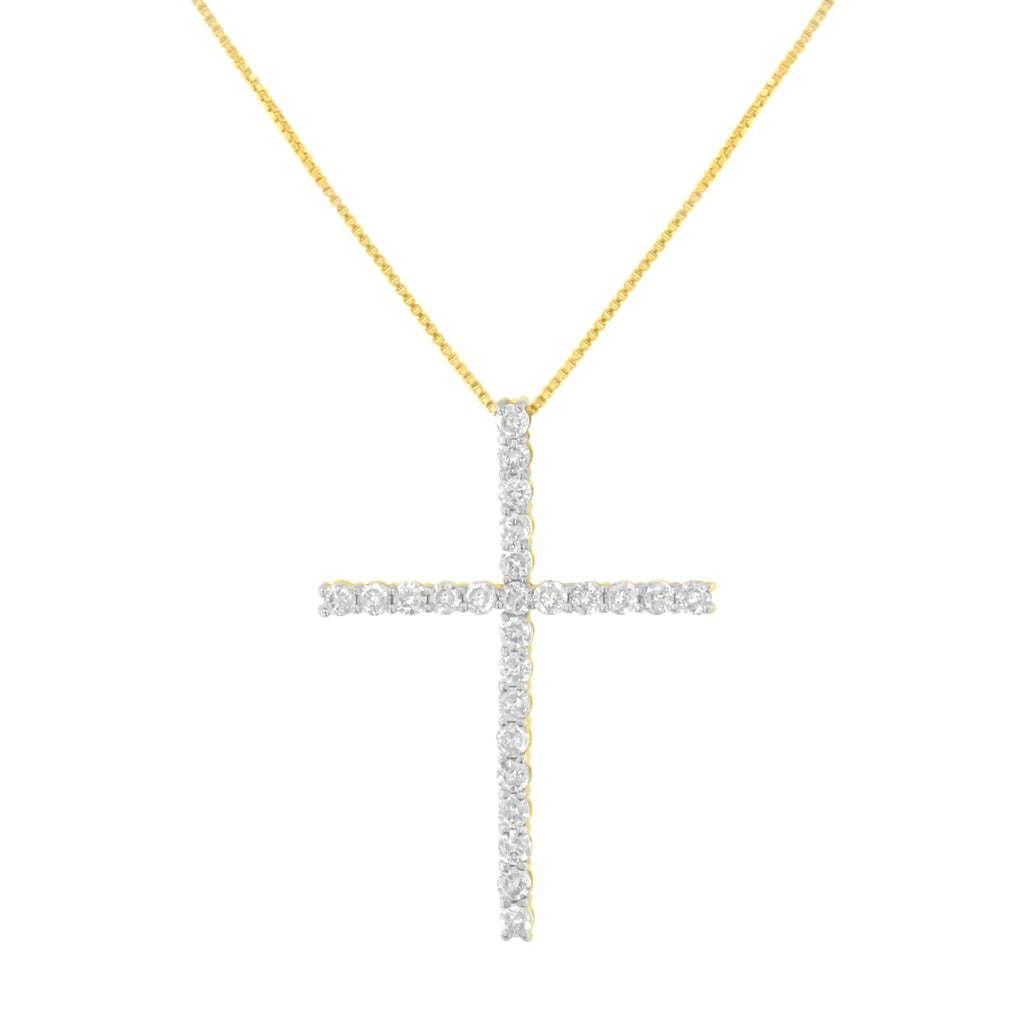 Colgante en forma de cruz con diamantes redondos de 2,0 ct y 1 1/4" de plata de ley 925 con cadena de eslabones (color IJ, claridad I1-I2) - 18"