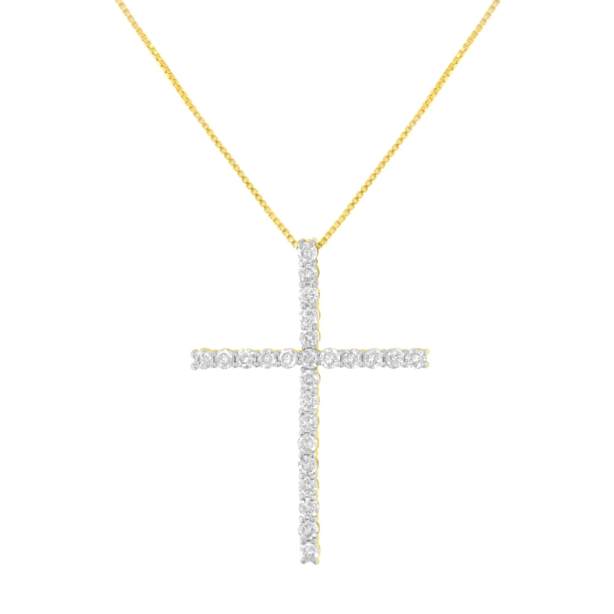 Colgante en forma de cruz con diamantes redondos de 2,0 ct y 1 1/4" de plata de ley 925 con cadena de eslabones (color IJ, claridad I1-I2) - 18"