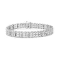 Bracelet à maillons en forme de cœur à plusieurs rangées de diamants de 1,00 ct en argent sterling 925 (couleur HI, clarté I1-I2) - 7,25 pouces
