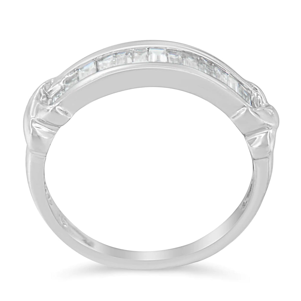 Anillo de bodas en plata de ley 925 con diamantes de talla baguette de 1/2 ct engastados en canal X-Station (color HI, claridad I1-I2)