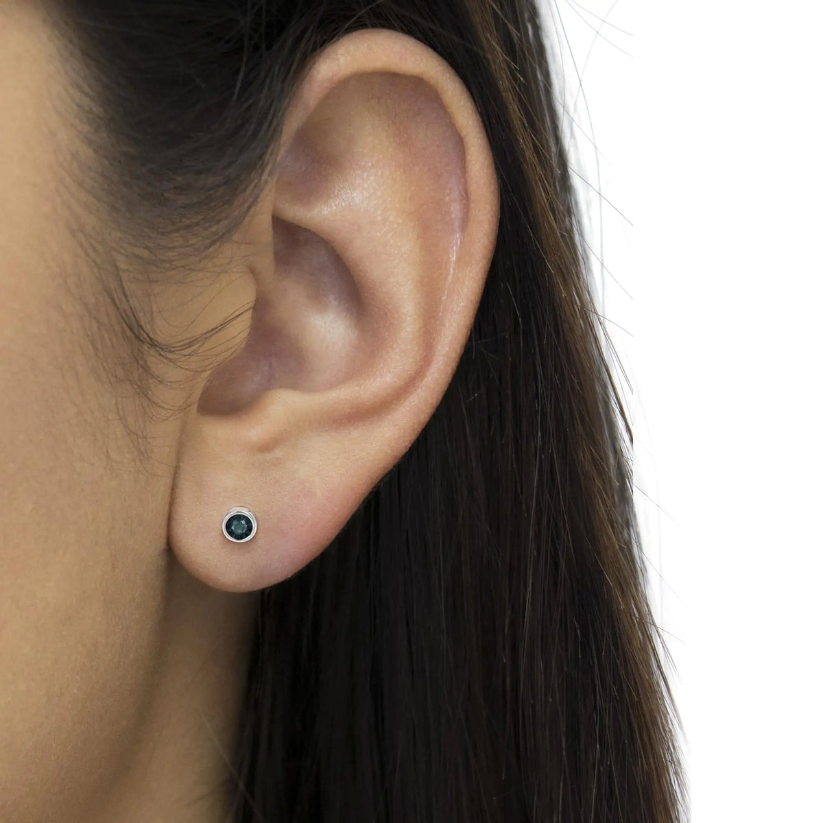 Aros con diamantes azules de talla brillante de 1/5 ct engastados en forma de milagro en plata de ley 925 (color elegante, claridad I2-I3)
