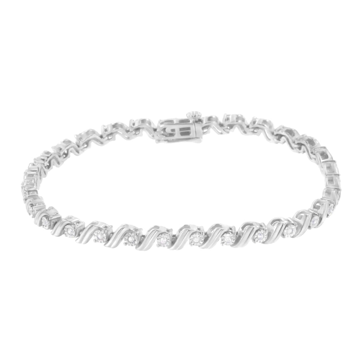 Pulsera de tenis de 7" con diamantes engastados milagrosamente de 1/4 ct en plata esterlina 925 (color IJ, claridad I3)