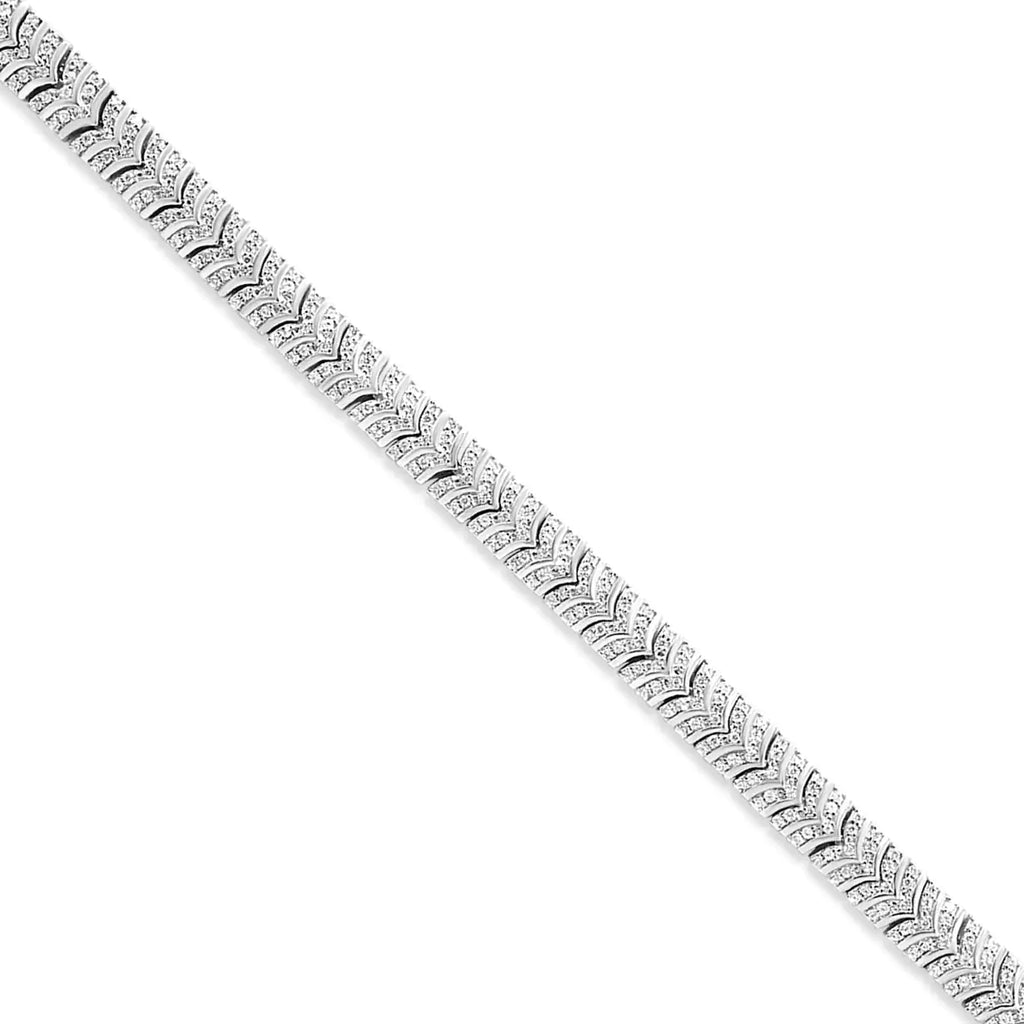 Pulsera de eslabones en forma de chevron con diamantes de 3,00 ct en plata de ley 925 (claridad I2-I3, color IJ) - Tamaño 7,25"