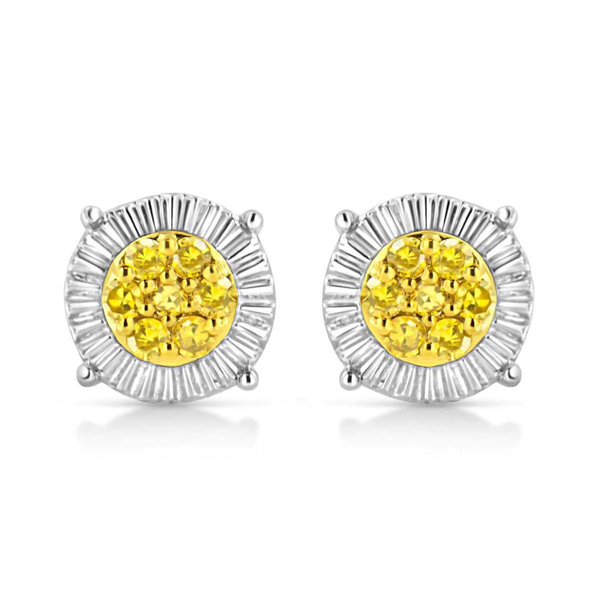 Pendientes de flor con diamantes tratados de 1/4 ct en plata de ley 925