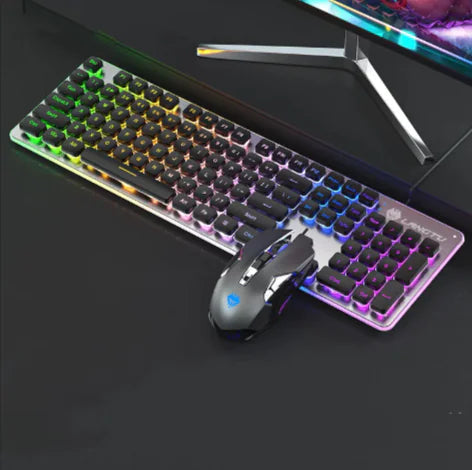 Teclado luminoso para juegos con cable USB: ideal para uso en el hogar y la oficina