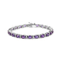 Bracelet tennis en argent sterling 925 avec améthyste ovale alternée et diamant blanc de 9 1/2 ct (couleur IJ, clarté I3) - 7,25 pouces