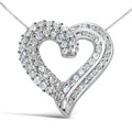 Collier avec pendentif en forme de cœur en ruban ajouré en argent sterling 925 de 1,0 ct avec diamants sertis à griffes et à canal, 18 po (couleur IJ, clarté I3)