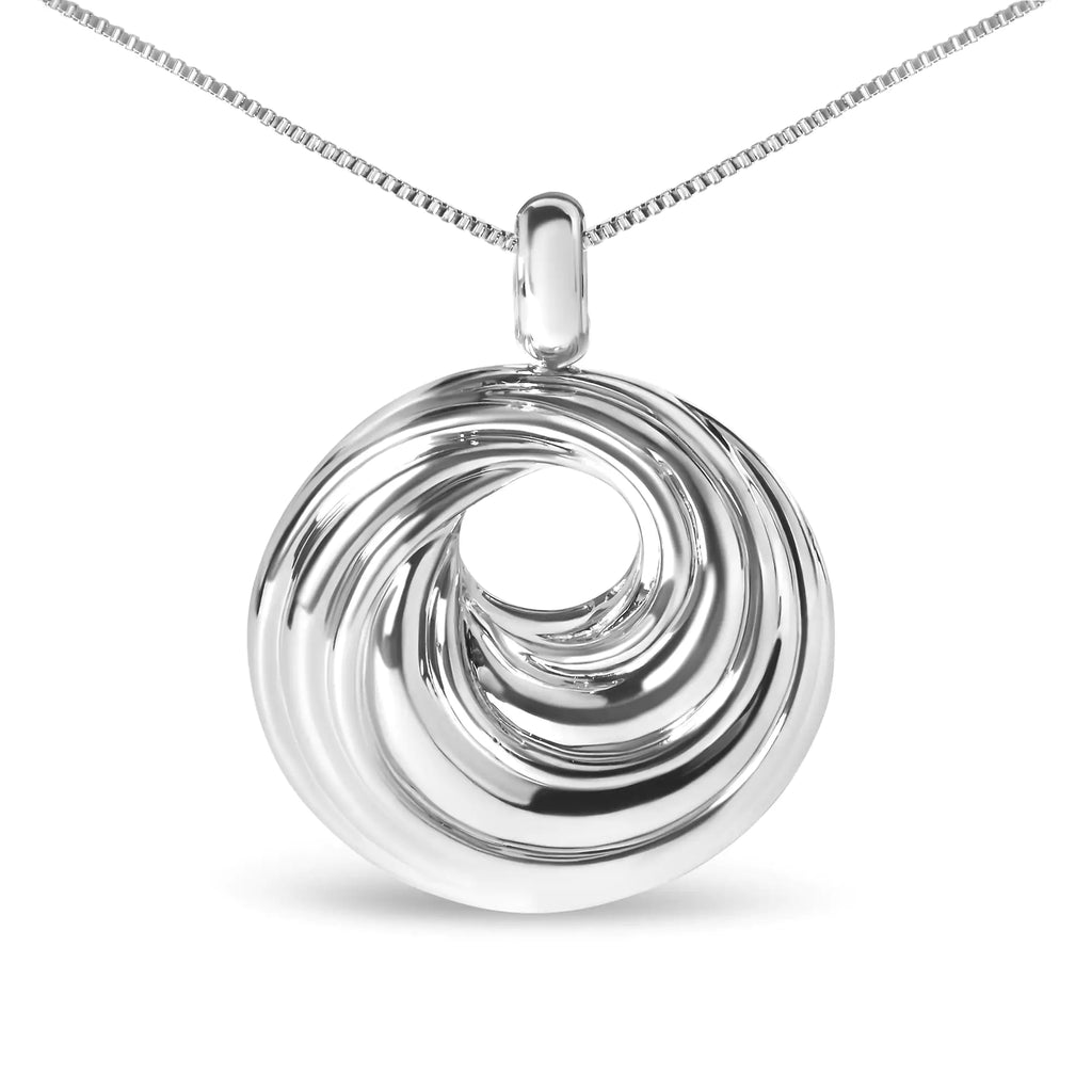 Collar con colgante de medallón de 18" con diseño de ondas infinitas en plata de ley 925