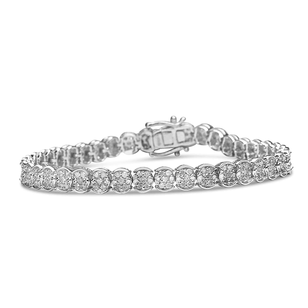 Pulsera de eslabones de diamantes de 2,0 ct en plata de ley 925 (color IJ, claridad I2-I3) - Tamaño 7,25"