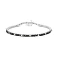 Pulsera de tenis de plata de ley 925 de 4,0 quilates con diamantes blancos y negros alternados (color negro e IJ, claridad I3) - Tamaño 7,25"