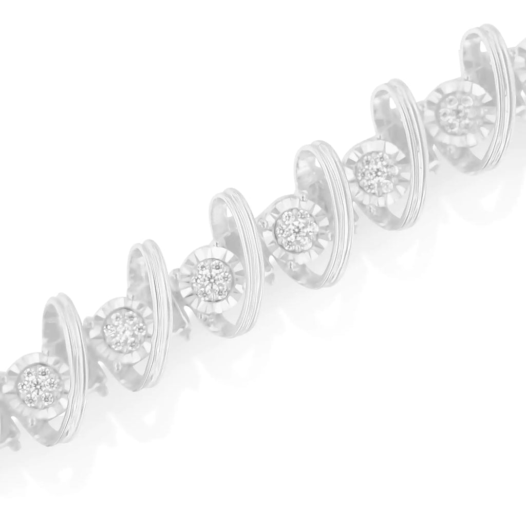 Bracelet à maillons en argent sterling 925 avec illusion de diamants 3/4 ct (couleur IJ, clarté I3) - Taille 7,25"