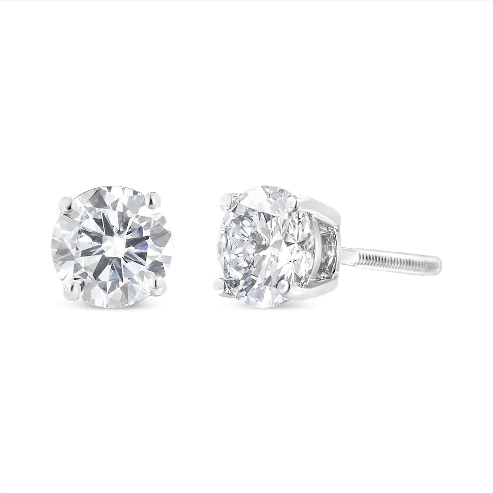 Aros con bisel y cierre de rosca de diamantes negros de talla brillante de 1 1/2 ct en plata esterlina 925 (color elegante, claridad I2-I3)