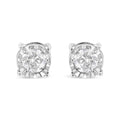 .925 Sterling Silver 3/8 Cttw Miracle-Set Round Brilliant Cut Diamond Solitaire Stud Earrings (K-L Color, I2-I3 Clarity)
