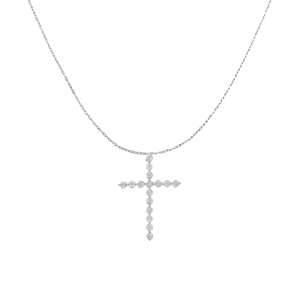 Collar con colgante de cruz de diamantes de 1/6 ct en plata de ley 925 (IJ, I1-I2)