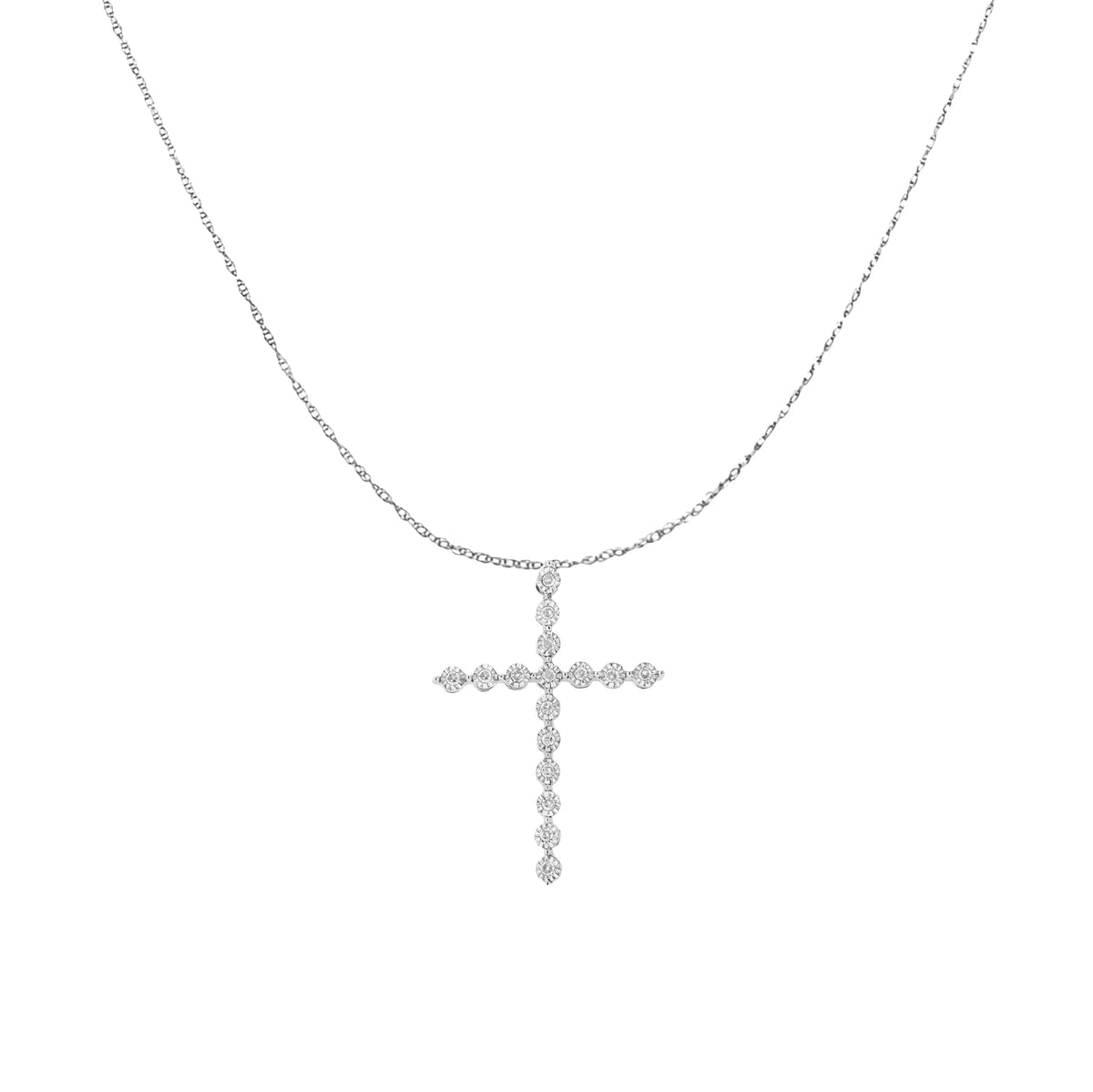Collar con colgante de cruz de diamantes de 1/6 ct en plata de ley 925 (IJ, I1-I2)