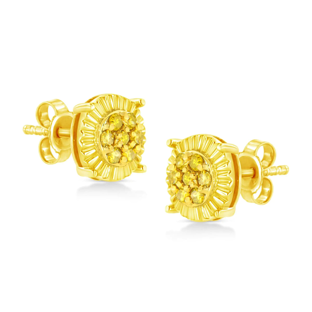 Pendientes de flor con diamantes tratados de 1/4 ct en plata de ley 925
